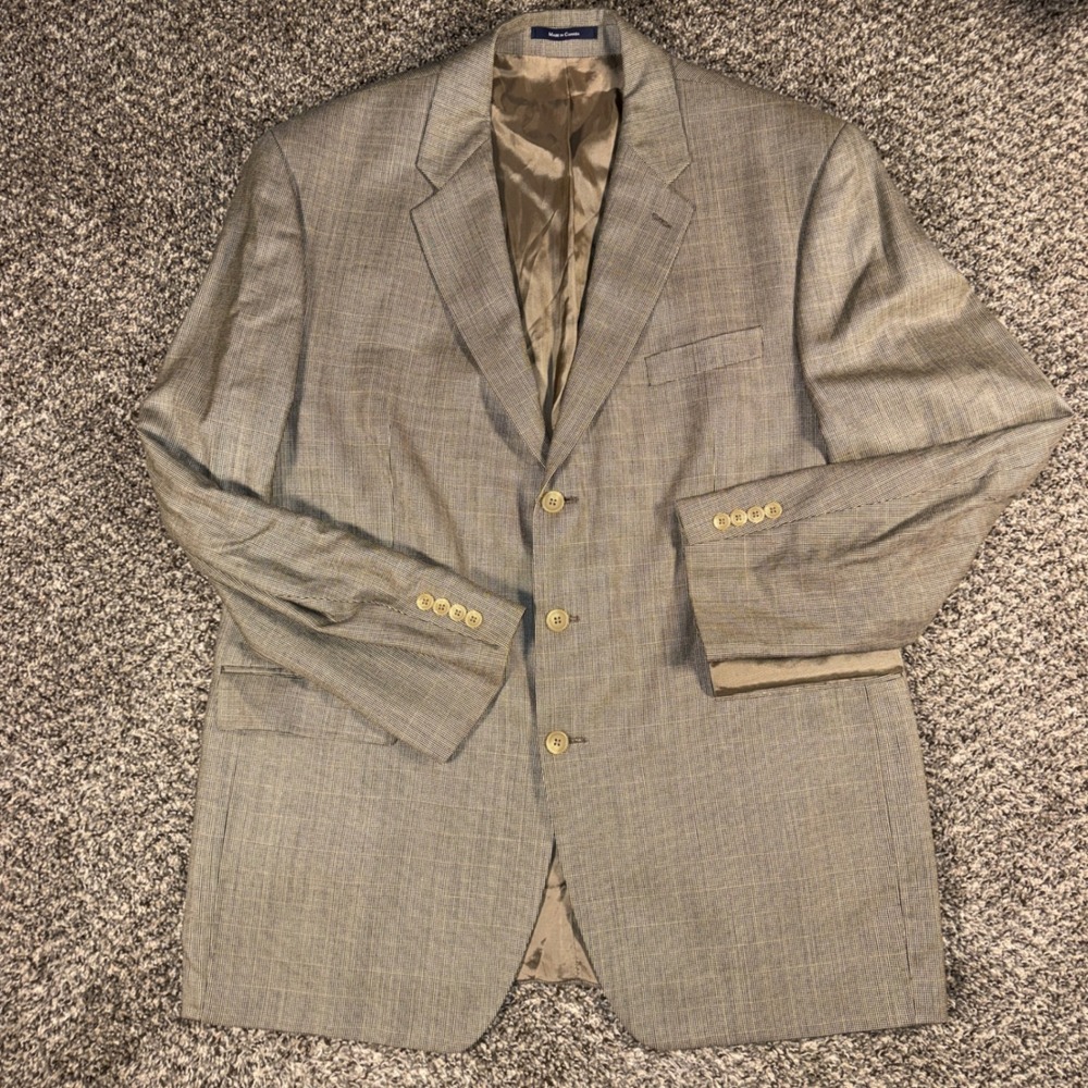 Vintage Ralph by Ralph Lauren Blazer 46L Silk Wool Blend Tan Brown Sport Coat